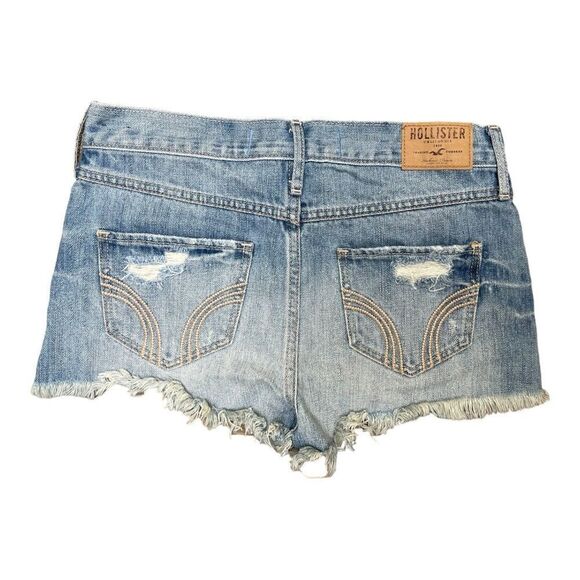 Hollister Blue Denim Jean Cutoff Shorts Size 25 Distressed Crochet Pockets EUC - Picture 5 of 5